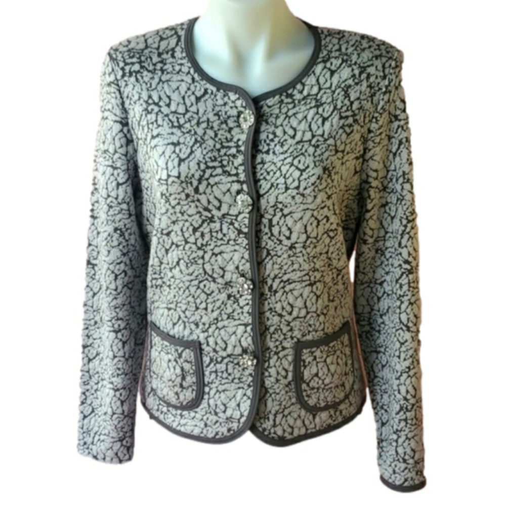 LUCIA silver and gray embroidered luxury blazer Formal Chic Light Wedding Jacket